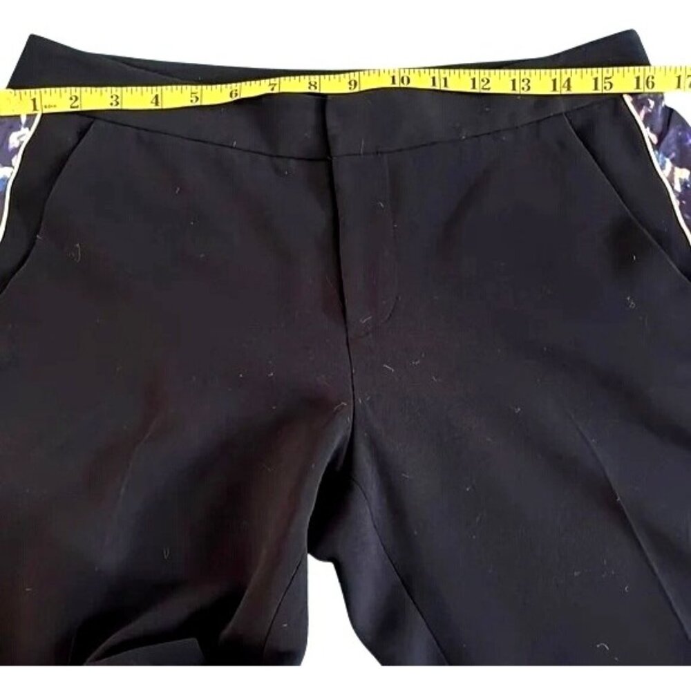 Club Monaco Tuxedo Pants crop navy with printed silk insert size 6 - Picture 7 of 11